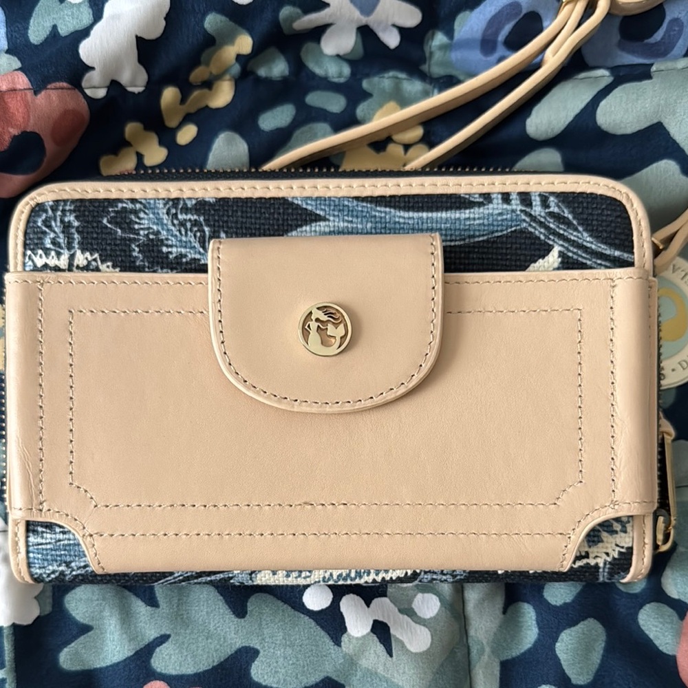 Spartina 449 Beige and Blue Women's Multi Phone Crossbody Bag